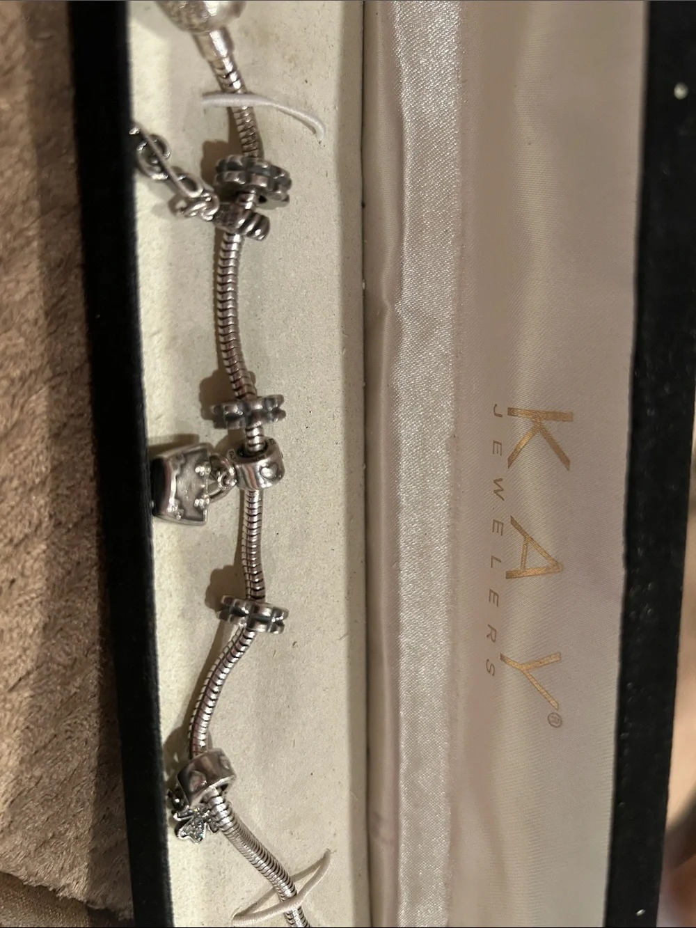 Kay Jewelers Silver Charm Bracelet with Dangle Charms